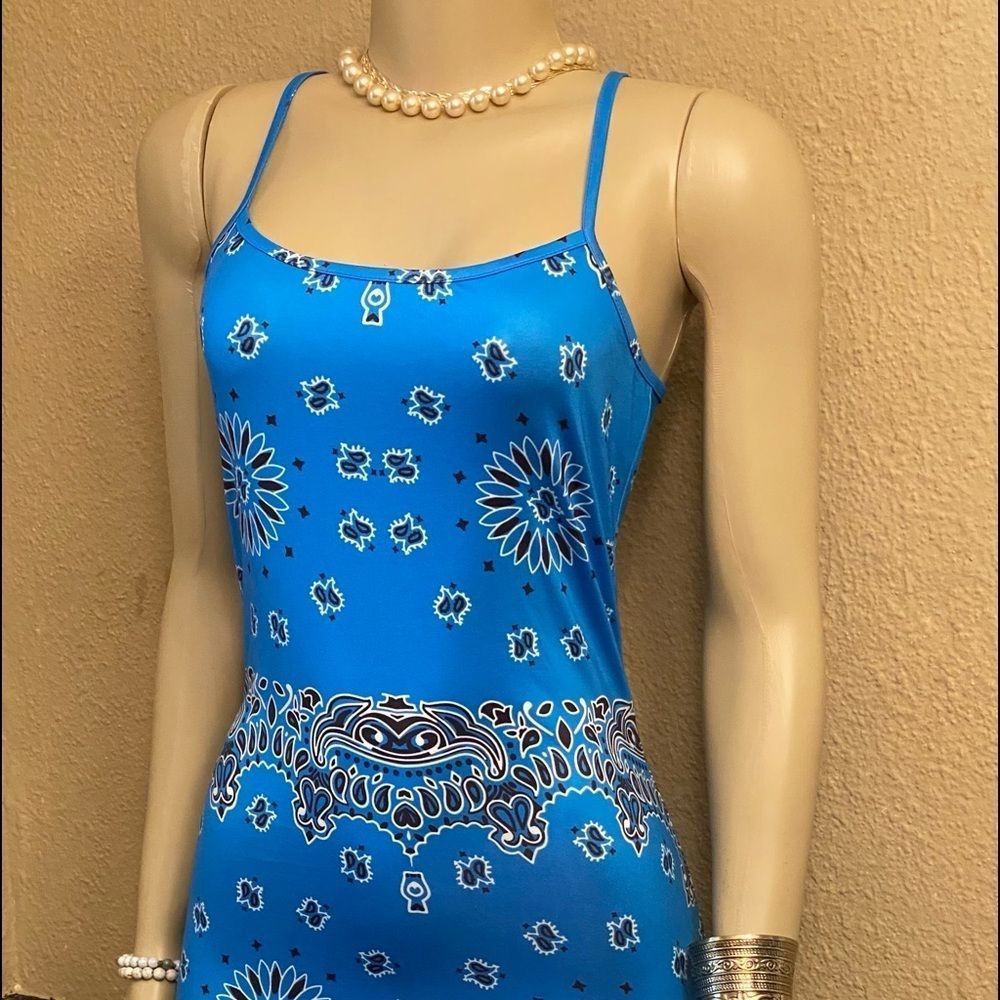 Mini dress blue colored Paisley - Picture 2 of 4